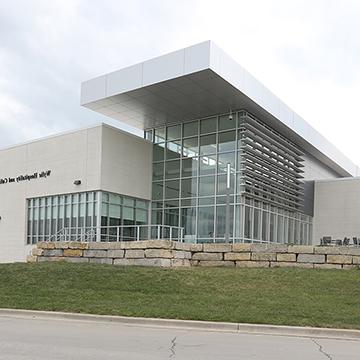 Wylie Hospitality and Culinary Academy building includes a demonstration kitchen in a culinary theater.